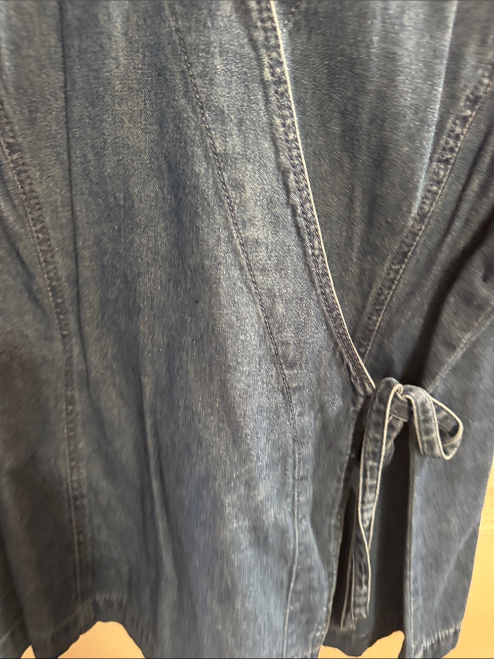 Vintage Coldwater Creek Denim-Style Wrap Top in Blue - Picture 3 of 8